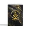 Customized Past Master Symbol Freemasonry Black Gold Leather Passport Wallet