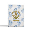 Custom Masonic Floral White Blue Gold Leather Passport Wallet
