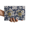 Custom Imperial Court Floral Blue White Leather Passport Wallet