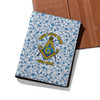 Custom Masonic Floral Leaves White Blue Leather Passport Wallet