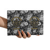 Custom Masonic Floral Black White Leather Passport Wallet