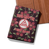Custom Royal Arch Floral Black Red Leather Passport Wallet