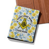 Custom Masonic Floral White Yellow Leather Passport Wallet