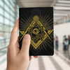 Custom All Seeing Eye Black Blue Leather Passport Wallet