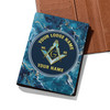 Custom Masonic Gem Surface Blue Leather Wallet