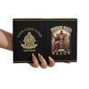 Custom Name Masonic Prince Hall Symbol Knight Black Leather Passport Wallet