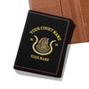 Custom Name Imperial Court Quote Heel Bag Black Leather Passport Wallet