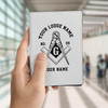 Custom Masonic Symbol Faith Hope Charity Angels White Leather Passport Wallet