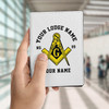 Custom Name Masonic Symbol Quote Prince Hall White Leather Passport Wallet