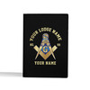 Custom Masonic Symbol Golden 357 Prince Hall Black Leather Passport Wallet