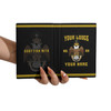 Custom Wings Down 33 Lines Black Yellow Leather Passport Wallet