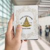 Custom Past Master Symbol Masonic Golden Geometric White Leather Passport Wallet