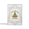 Custom Past Master Symbol Masonic Golden Geometric White Leather Passport Wallet