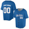 Custom Solid Red with Blue Piping Baseball Jersey - Personalized Name & Number - Adult, Youth, Kid.