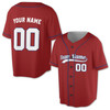 Custom Solid Red with Blue Piping Baseball Jersey - Personalized Name & Number - Adult, Youth, Kid.