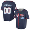 Custom Solid Navy Blue with Red Piping Baseball Jersey - Personalized Name & Number - Adult, Youth, Kid.