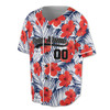 Custom Tropical Floral Hibiscus Pattern with White Piping Baseball Jersey - Personalized Name & Number - Adult, Youth, Kid.
