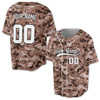 Custom Brown Digital Camo with White Piping Baseball Jersey - Personalized Name & Number - Adult, Youth, Kid.