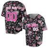 Custom Skull Pink Rose Floral Baseball Jersey - Personalized Name & Number - Adult, Youth, Kid