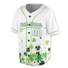Custom Lucky Shamrock Clover Baseball Jersey - Personalized Name & Number - Adult, Youth, Kid