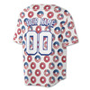 Custom Patriotic USA Flag Donut Baseball Jersey - Personalized Name & Number - Adult, Youth, Kid