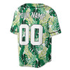 Custom Tropical Teal Leaf Pattern Baseball Jersey – Personalized Name & Number – Adult, Youth, Kid