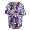 Custom Tropical Teal Leaf Pattern Baseball Jersey – Personalized Name & Number – Adult, Youth, Kid