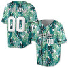 Custom Tropical Teal Leaf Pattern Baseball Jersey – Personalized Name & Number – Adult, Youth, Kid