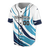 Custom Navy Teal Dynamic Wave Baseball Jersey - Personalized Name, Team & Number - Adult, Youth, Kid