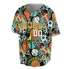 Custom All Sports Balls Graffiti Pattern Baseball Jersey - Personalized Name, Team Name & Number - Adult, Youth, Kid