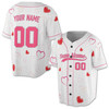 Custom Pink Red Heart Pinstripe Baseball Jersey - Personalized Name, Team Name & Number - Adult, Youth, Kid