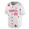 Custom Pink Red Heart Pinstripe Baseball Jersey - Personalized Name, Team Name & Number - Adult, Youth, Kid