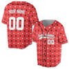 Custom Red Heart Argyle Pattern Baseball Jersey - Personalized Name, Team Name & Number - Adult, Youth, Kid