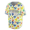 Custom Colorful Artistic Watercolor Heart Pattern Baseball Jersey - Personalized Name, Team Name & Number - Adult, Youth, Kid