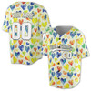 Custom Colorful Artistic Watercolor Heart Pattern Baseball Jersey - Personalized Name, Team Name & Number - Adult, Youth, Kid