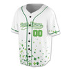 Custom Green St. Patrick's Day Clover Shamrock White Baseball Jersey - Personalized Name, Team Name & Number - Adult, Youth, Kid