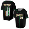 Custom Black Irish American Heritage Distressed Flag Shamrock Baseball Jersey - Personalized Name, Team Name & Number - Adult, Youth, Kid