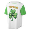 Custom St. Patrick's Day Shamrock Green Sleeve Baseball Jersey - Personalized Name, Team Name & Number - Adult, Youth, Kid