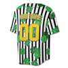 Custom Lucky Clover Black & White Stripe Baseball Jersey - Personalized Name, Team Name & Number - Adult, Youth, Kid