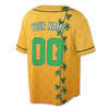 Custom Yellow St. Patrick's Day Vine Clover Baseball Jersey - Personalized Name, Team Name & Number - Adult, Youth, Kid
