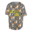 Custom Grey Corgi Dog & Bone Pattern Baseball Jersey - Personalized Name, Team Name & Number - Adult, Youth, Kid