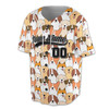 Custom Cute Mixed Dog Breeds Pattern Baseball Jersey - Personalized Name, Team Name & Number - Adult, Youth, Kid