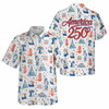 USA 250 Years Route 66 Landmark Icons Pattern Button Down Shirt S-5XL