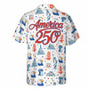 USA 250 Years Route 66 Landmark Icons Pattern Button Down Shirt S-5XL