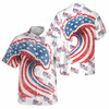 USA 250 Years Patriotic Great Wave Flag Print Button Down Shirt S-5XL