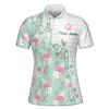 Personalized Flamingo Golf Pink Bird Tropical Floral Print Women's Polo Shirt S-5XL