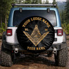 Custom Masonic Symbol Mason Pyramid All Seeing Eye Black Gold Spare Tire Cover