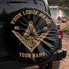 Custom Masonic Symbol Mason Pyramid All Seeing Eye Black Gold Spare Tire Cover
