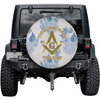Custom Masonic Symbol Mason Floral Pattern White Yellow Blue Spare Tire Cover