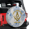 Custom Masonic Symbol Mason Floral Pattern White Yellow Blue Spare Tire Cover